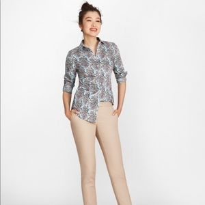 Brooks brothers blue mimosa floral button down top
